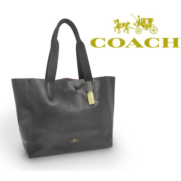 【送料無料 美品】 コーチ COACH トートバッグ ハンドバッグ 鞄 レザー 本革 ブラック 黒 ...