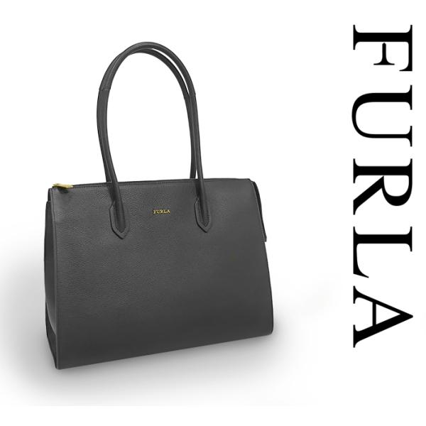 【未使用 超美品】 フルラ FURLA ショルダートートバッグ ハンドバッグ 鞄 レザー 本革 ブラ...