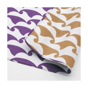 三巾 伊砂文様  両面ふろしき 袋入 104×104 波 ベージュ/パープル