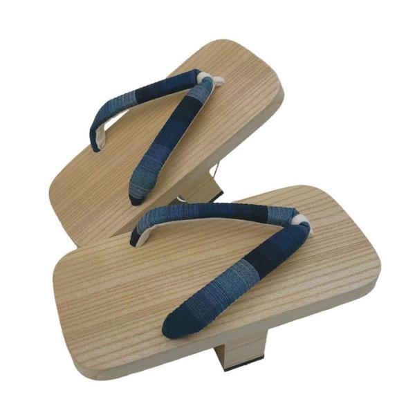 天一天狗下駄（一本歯下駄）阿波の桐下駄製。No,H-01・阿波しじら鼻緒(藍紺色・太縞)