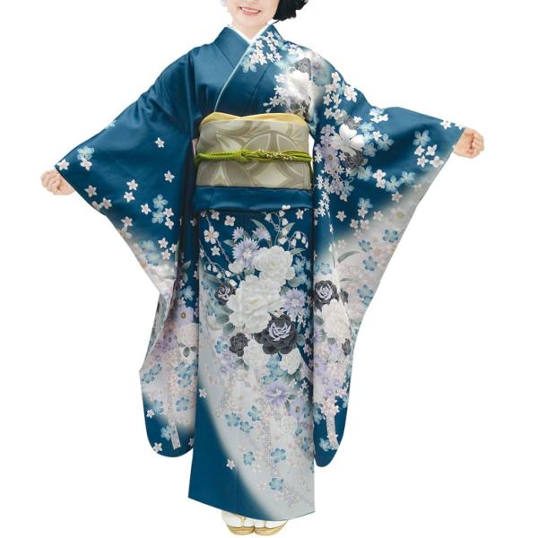 仕立上り振袖 単品 ダスティカラーH・L(アッシュエル) No.206 帯小物は付属しません。派手さ...