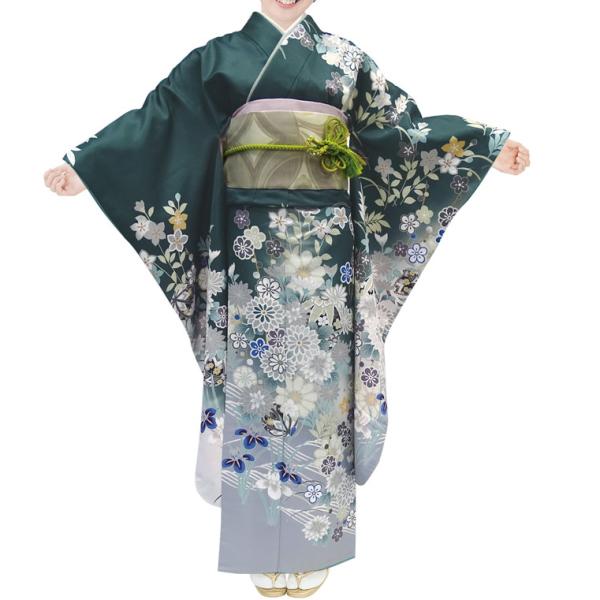 仕立上り振袖 単品 ダスティカラーH・L(アッシュエル) No.211 帯小物は付属しません。派手さ...