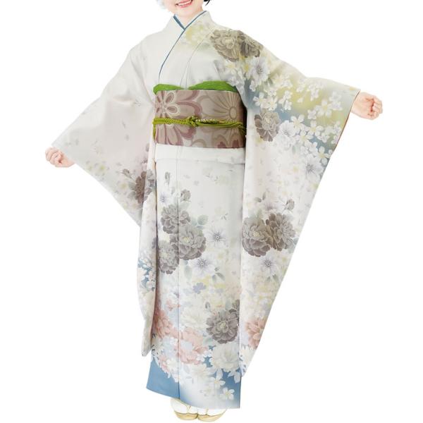 仕立上り振袖 単品 ダスティカラーH・L(アッシュエル) No.218 帯小物は付属しません。派手さ...