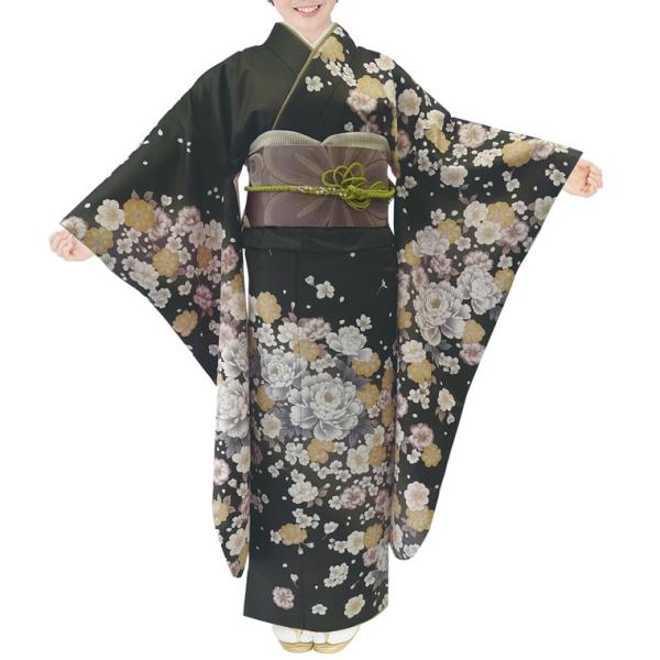 仕立上り振袖 単品 ダスティカラーH・L(アッシュエル) No.219 帯小物は付属しません。派手さ...