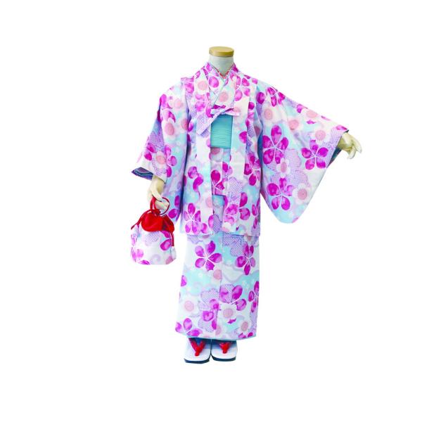 女の子 R・KIKUCHI こどもアンサンブル９点セット、No,04・きもの・羽織（羽織紐付）・伊達...