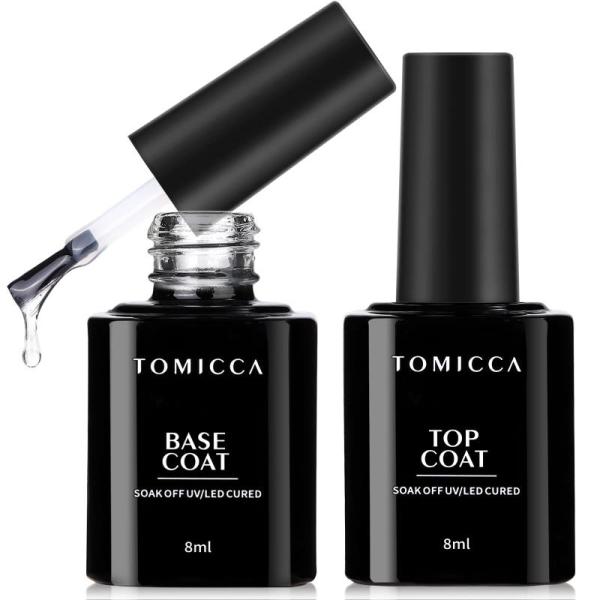 TOMICCA ジェルネイル トップコート ベースコート 8ml 2本セット ノンワイプ 拭き取り不...