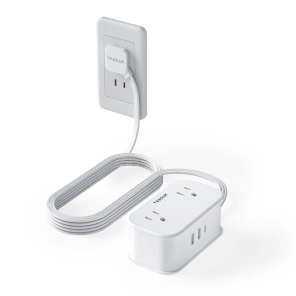 延長コード 2m 電源タップ USB付き たこあしコンセント 薄型プラグ TESSAN 4個口 1個...