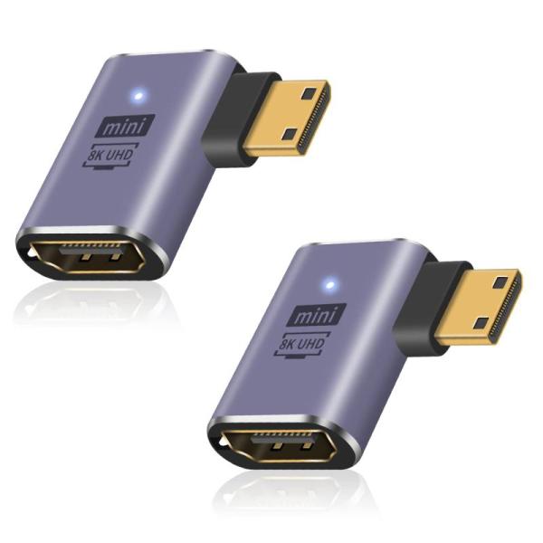 Duttek L型Mini HDMI to HDMI延長アダプター, 8K HDMIミニ HDMI2...