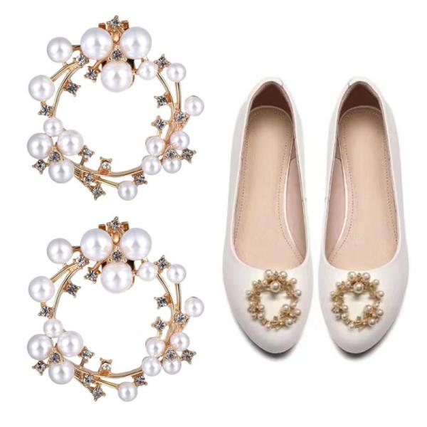 [YFFSFDC] シューズクリップ 真珠 靴飾り 靴のブローチ 装飾品 アクセサリー 飾り 結婚式...