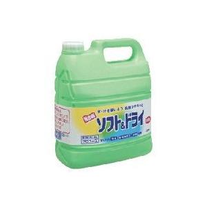 【送料無料（一部地域除く）】【１ケースまとめ買い３本】ソフト＆ドライ　４L　業務用柔軟剤