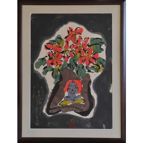 徳永貞一「己れだけの花」日本画（墨彩画）【1点物】作品番号13