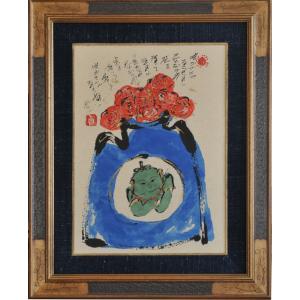 徳永貞一「大きな 大きな花」日本画（墨彩画）【1点物】作品番号
