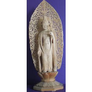 仏師 萩原文義作 木彫仏像 #2「聖観音菩薩立像」身丈61.5cm総丈83cm
