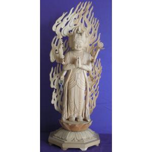 仏師 萩原文義作 木彫仏像 #4「馬頭観音立像」身丈53cm総丈81cm