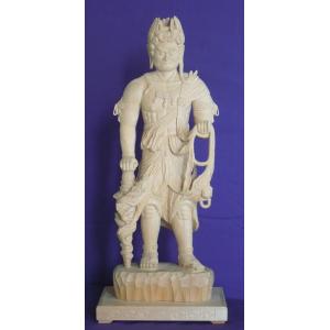 仏師 萩原文義作 木彫仏像 #5「倶利伽羅不動明王像」身丈54cm総丈66cm