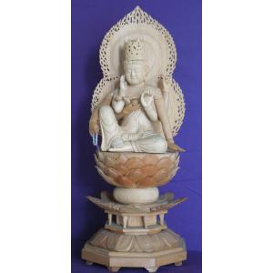 仏師 萩原文義作 木彫仏像 #6「如意輪観音像」身丈29cm総丈68cm