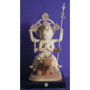 仏師 萩原文義作 木彫仏像 #18「大威徳明王像」身丈29cm総丈48cm