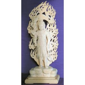 仏師 萩原文義作 木彫仏像 #20「不動明王立像」身丈36.8cm総丈64cm