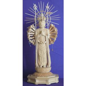仏師 萩原文義作 木彫仏像 #27「十一面観音立像」身丈33cm総丈51cm