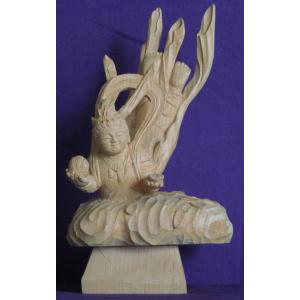 仏師 萩原文義作 木彫仏像 #53 「飛天 （天女） 像」 身丈11cm総丈19cmの商品画像