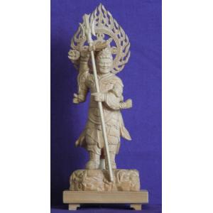 仏師 萩原文義作 木彫仏像 #54「毘沙門天像」身丈11cm総丈19cm
