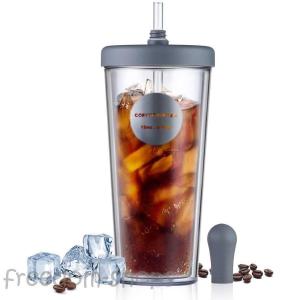 タンブラー2層構造ストローカバー付き漏れない3色おしゃれコーヒージュース520ML｜ootorisyouzistore