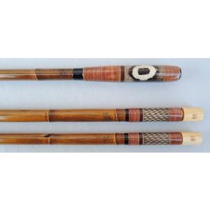 １−１５光竹作　別作　珀　１本半竿掛・１本物玉の柄　日本製釣具