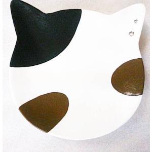 T'S COLLECTION 猫の顔トレー 三毛猫 フェイストレー Neco Tray ラインストーン付 猫 トレイ 皿 黒 グッズ 雑貨 ギフト かわいい プレゼント｜ooyamanekoshokai