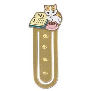 ポタリングキャット ブックマーカー 読書8 ココア しおり 栞 ブックマーク 金属 猫雑貨 ギフト ...