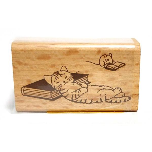 ポタリングキャット 猫はんこ 読書 かわいいデザインスタンプ お手紙 判子 猫柄ハンコ