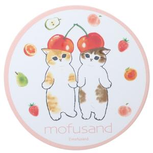 mofusand 吸水コースター さくらんぼ PK ピンク フルーツにゃん柄 かわいい 猫柄 もふさんど モフサンド公式グッズ｜ooyamanekoshokai