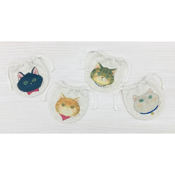 モンゴベス 巾着S 4匹の猫 かわいい豆巾着 ポーチ お薬入れ ケース 布の袋 おしゃれ プレゼント...