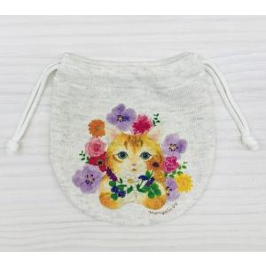 モンゴベス 巾着S フラワーネコ かわいい豆巾着 ポーチ お薬入れ ケース 布の袋 おしゃれ プレゼント 猫雑貨｜ooyamanekoshokai