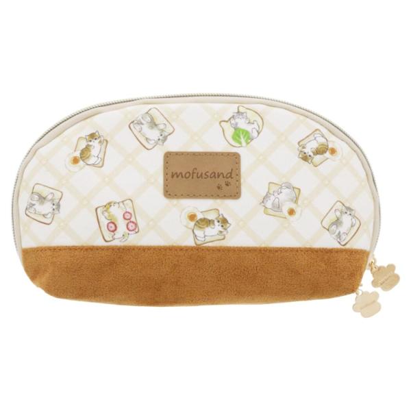 mofusand コスメポーチ パンにゃん 布製 マチ付き 小物入れ ケース グリーン もふさんど ...