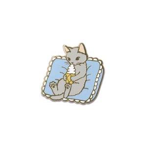 ポタリングキャット ピンズ ソフトクリーム ソフトクリームなめ猫 ピンバッジ ピンブローチ グッズ 猫雑貨 ギフト かわいい グレー猫｜ooyamanekoshokai