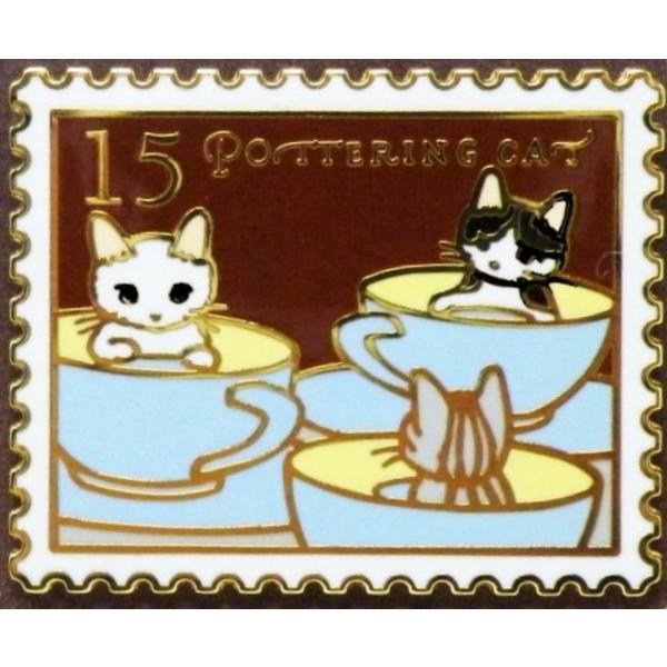 ポタリングキャット ピンズ コーヒーカップ ピンバッジ ピンブローチ グッズ 猫雑貨 ギフト かわい...