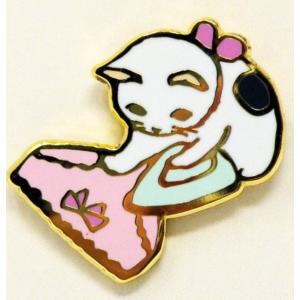 ポタリングキャット ピンズ アイロンパンツ ピンバッジ ピンブローチ グッズ 猫雑貨 ギフト かわいい ぶち猫 白猫｜ooyamanekoshokai
