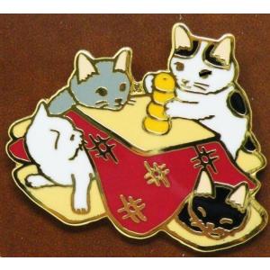 ポタリングキャット ピンズ こたつ ピンバッジ ピンブローチ グッズ 猫雑貨 かわいい グレー猫 白猫 白黒ぶち猫 黒猫の商品画像
