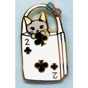 ポタリングキャット ピンズ トランプバッグ2 ピンバッジ ピンブローチ グッズ 猫雑貨 ギフト かわいい グレー猫 ロシアンブルー｜ooyamanekoshokai