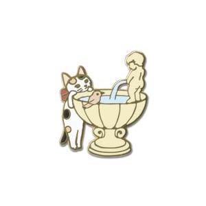 ポタリングキャット ピンズ 水のみ場 噴水と猫 ピンバッジ ピンブローチ グッズ 猫雑貨 ギフト かわいい 三毛猫｜ooyamanekoshokai
