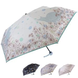 ねこと毎日 花畑ネコ柄 晴雨兼用折りたたみ日傘 遮光 UVカット ブラックコーティング 涼しい 雨傘 カサ 遮光1級 猫雑貨 折畳み傘｜ooyamanekoshokai