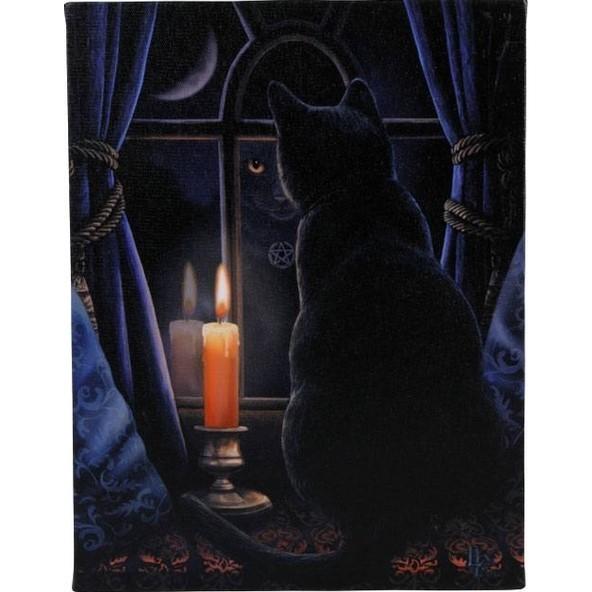 リサ・パーカー アートキャンバス 真夜中の小さな番人 黒猫 輸入 ウォールデコ 絵 イラスト グラフ...
