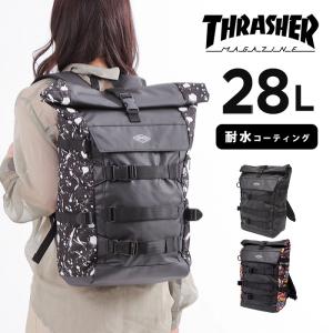 リュックサック 撥水加工 THRASHER マルチ 旅行 普段使い スポーティー スケターブランド シンプル 黒リュック 黒 ネーム スラッシャー 部活 ジム リュック 泊り｜opabinia