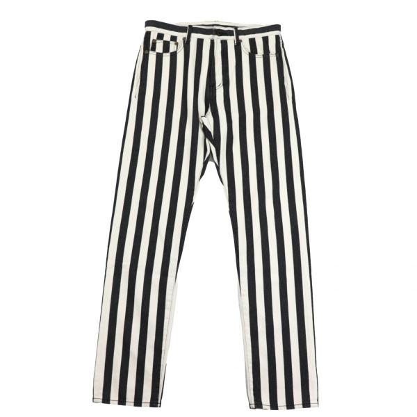 美品 サンローラン パリ 19SS ストライプ デニムパンツ メンズ 白×黒 30 ケリング SAI...
