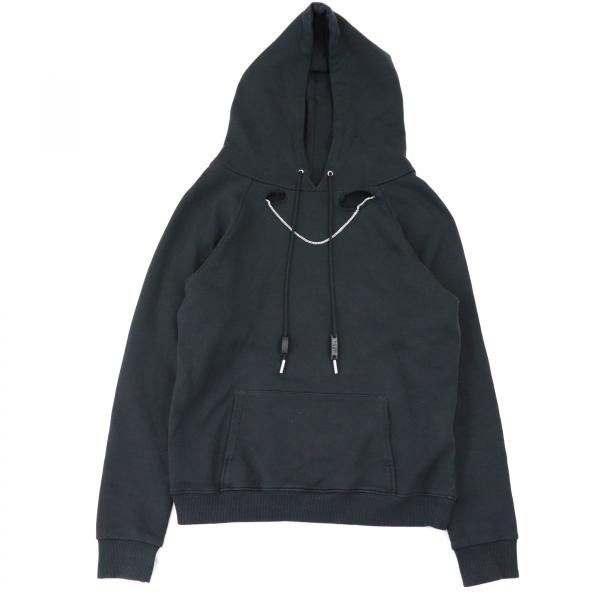 サンローラン パリ 13AW デストロイチェーンスウェットパーカー レディース 黒 XS フーディー...
