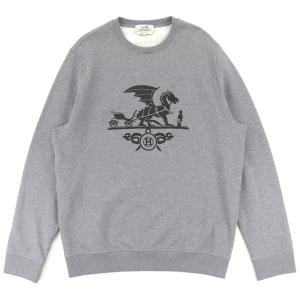 美品 エルメス 19AW エクスリブリス ドラゴン スウェットシャツ メンズ グレー XXL クルーネック トレーナー Ex-Libris Dragon HERMES｜opal-shop1