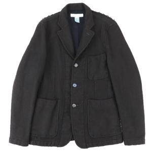 コムデギャルソンシャツ 縮絨 ウール 3B テーラードジャケット メンズ 黒 ネイビー S バイカラー トリミング COMME des GARCONS SHIRT｜opal-shop1