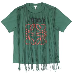 ロエベ アナグラムプリント フリンジ 半袖Ｔシャツ メンズ 緑 M カットソー LOEWE｜opal-shop1