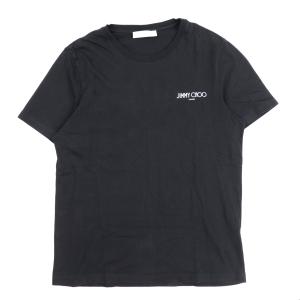 美品 ジミーチュウ ロゴプリント半袖Tシャツ メンズ 黒 シルバー L バックロゴ JIMMY CHOO｜opal-shop1