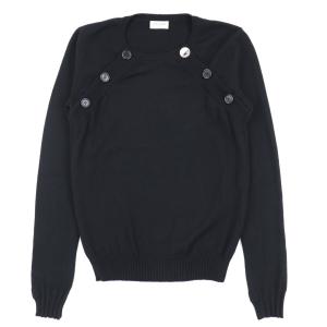 美品 サンローラン ロゴボタンカラー ウールニットセーター レディース 黒 S SAINT LAURENT｜opal-shop1